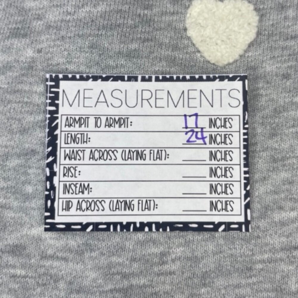 TALBOTS | Gray Long Sleeve Crewneck Sweatshirt with Embroidered Hearts | Size XS - Picture 12 of 13